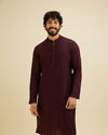 Wine Red Self Striped Texture Kurta