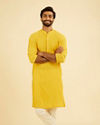 Manyavar Men Mustard Yellow Spandex Kurta