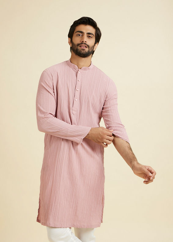 Manyavar Men Dusty Pink Elegance Kurta