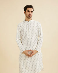 Manyavar Men Snow White Buta Patterned Kurta