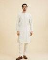 Manyavar Men Snow White Buta Patterned Kurta