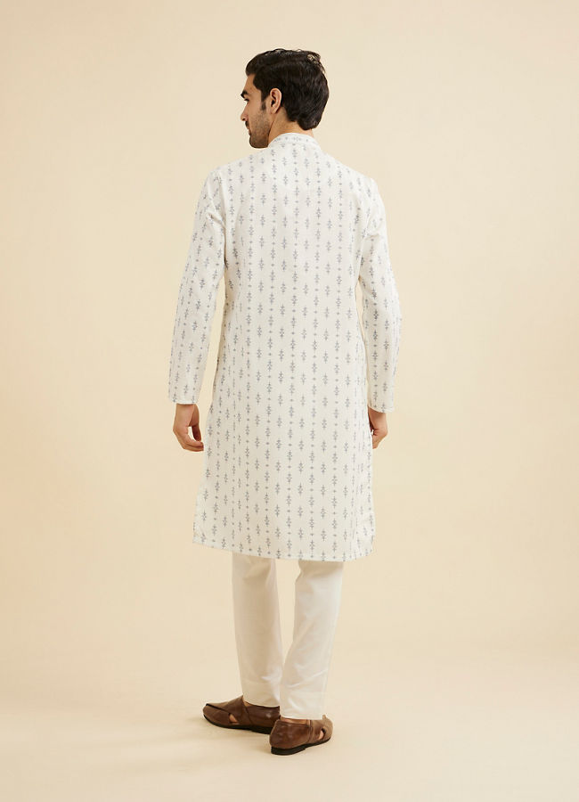 Manyavar Men Snow White Buta Patterned Kurta