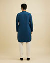 Manyavar Men Teal Blue Self Textured Kurta