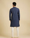 Manyavar Men Navy Blue Aztec Printed Kurta image number 4