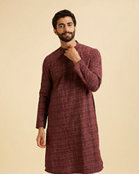 Manyavar Men Maroon Majesty Cotton Kurta