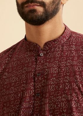 Manyavar Men Maroon Majesty Cotton Kurta