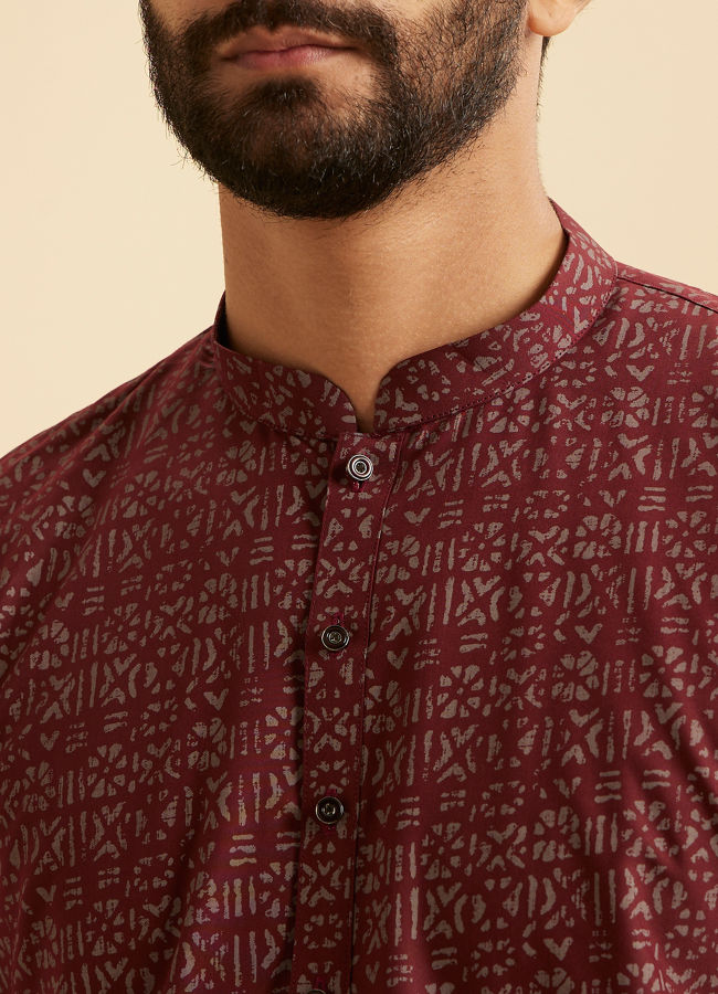 Manyavar Men Maroon Majesty Cotton Kurta