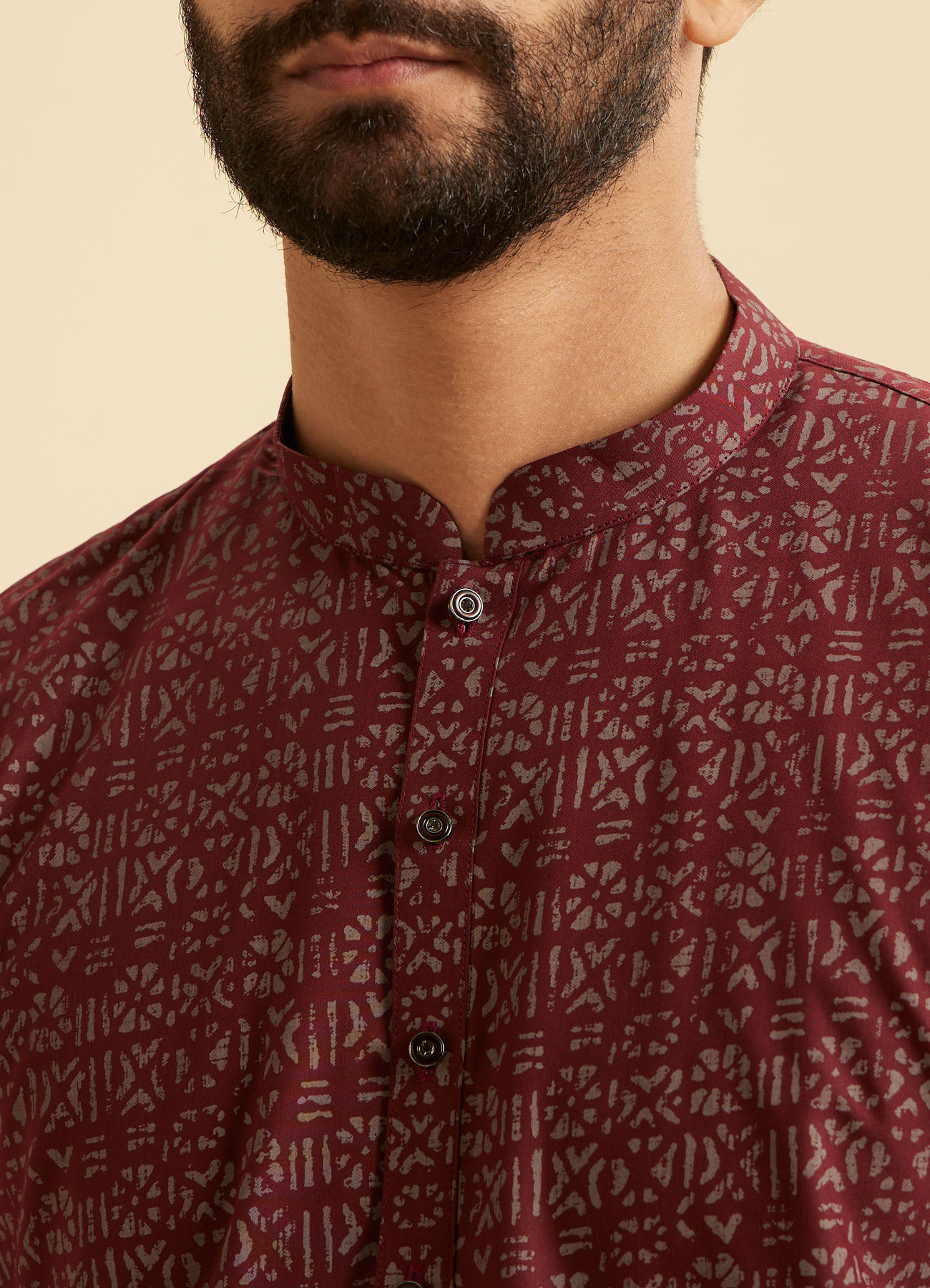 Manyavar Men Maroon Majesty Cotton Kurta