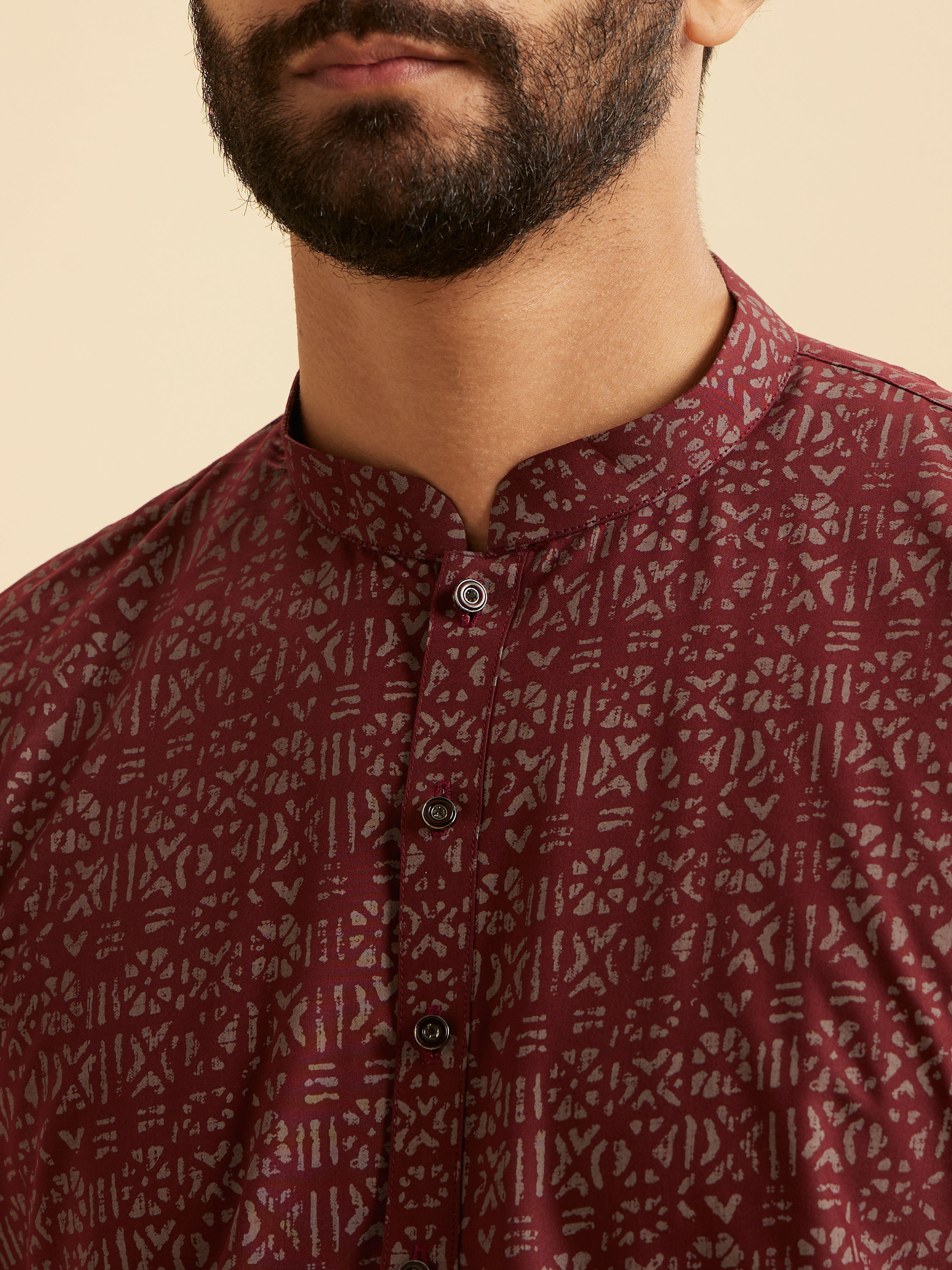 Manyavar Men Maroon Majesty Cotton Kurta