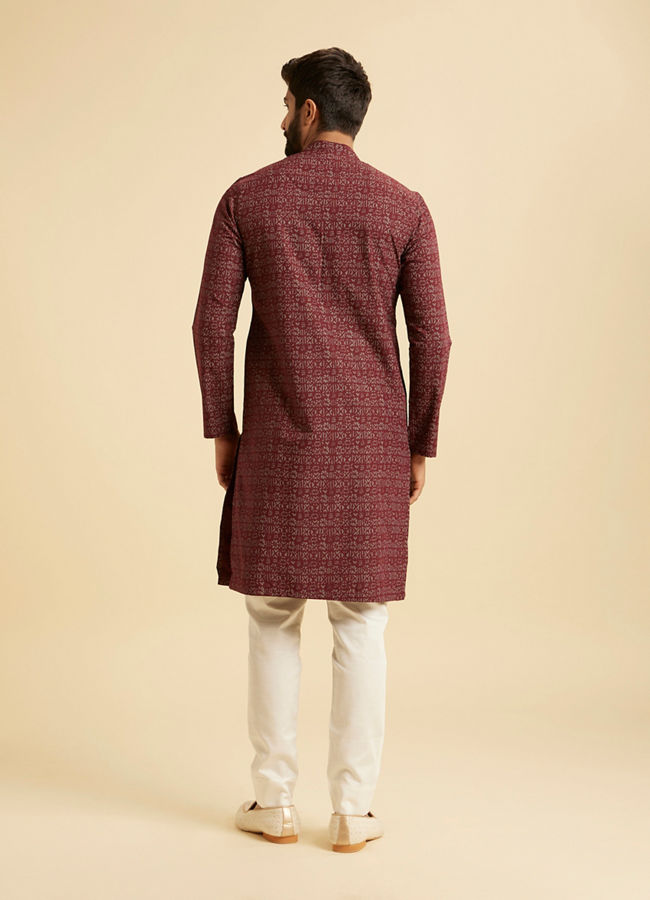 Manyavar Men Maroon Majesty Cotton Kurta