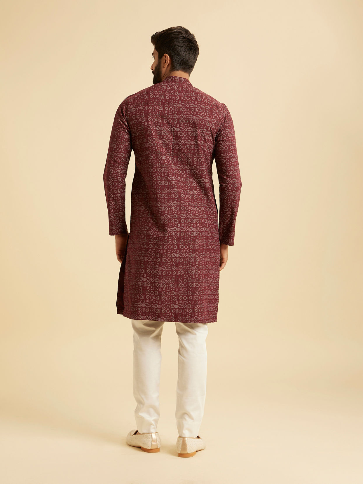 Manyavar Men Maroon Majesty Cotton Kurta