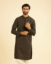 Manyavar Men Mystic Black Elegance Cotton Kurta