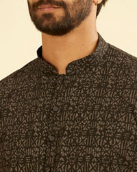 Manyavar Men Mystic Black Elegance Cotton Kurta