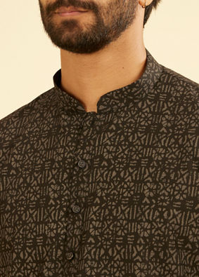 Manyavar Men Mystic Black Elegance Cotton Kurta