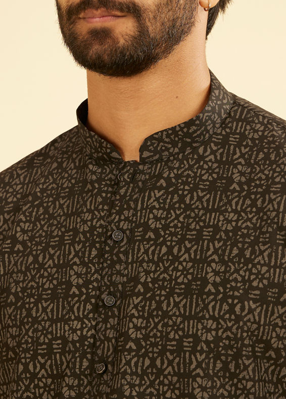 Manyavar Men Mystic Black Elegance Cotton Kurta