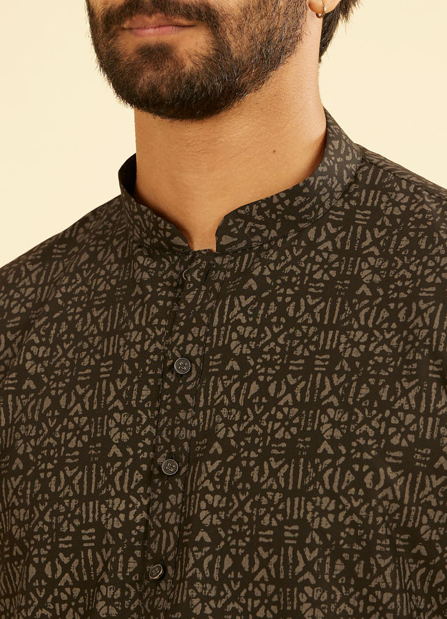 Manyavar Men Mystic Black Elegance Cotton Kurta