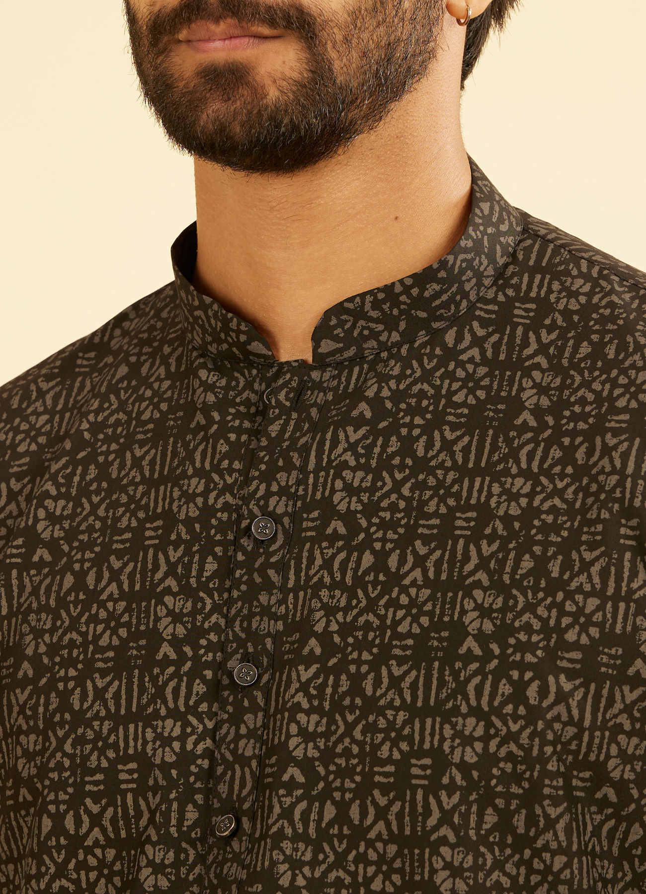 Manyavar Men Mystic Black Elegance Cotton Kurta