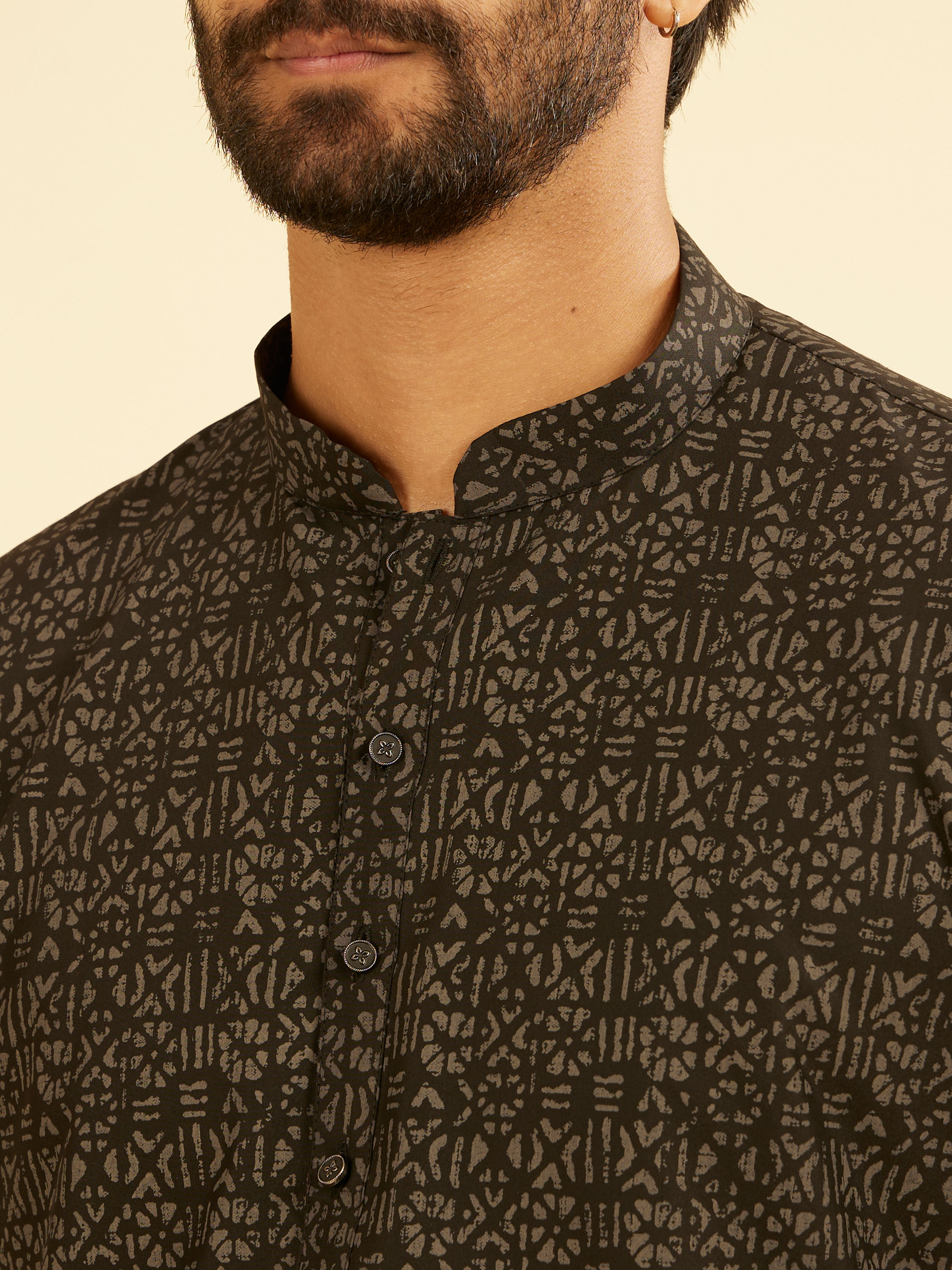 Manyavar Men Mystic Black Elegance Cotton Kurta