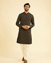 Manyavar Men Mystic Black Elegance Cotton Kurta