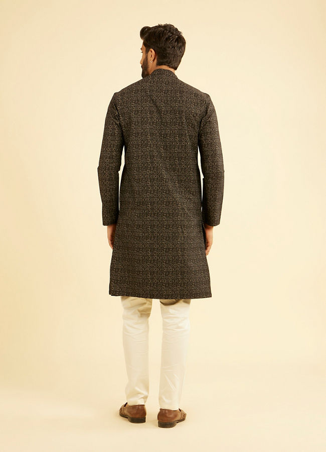 Manyavar Men Mystic Black Elegance Cotton Kurta