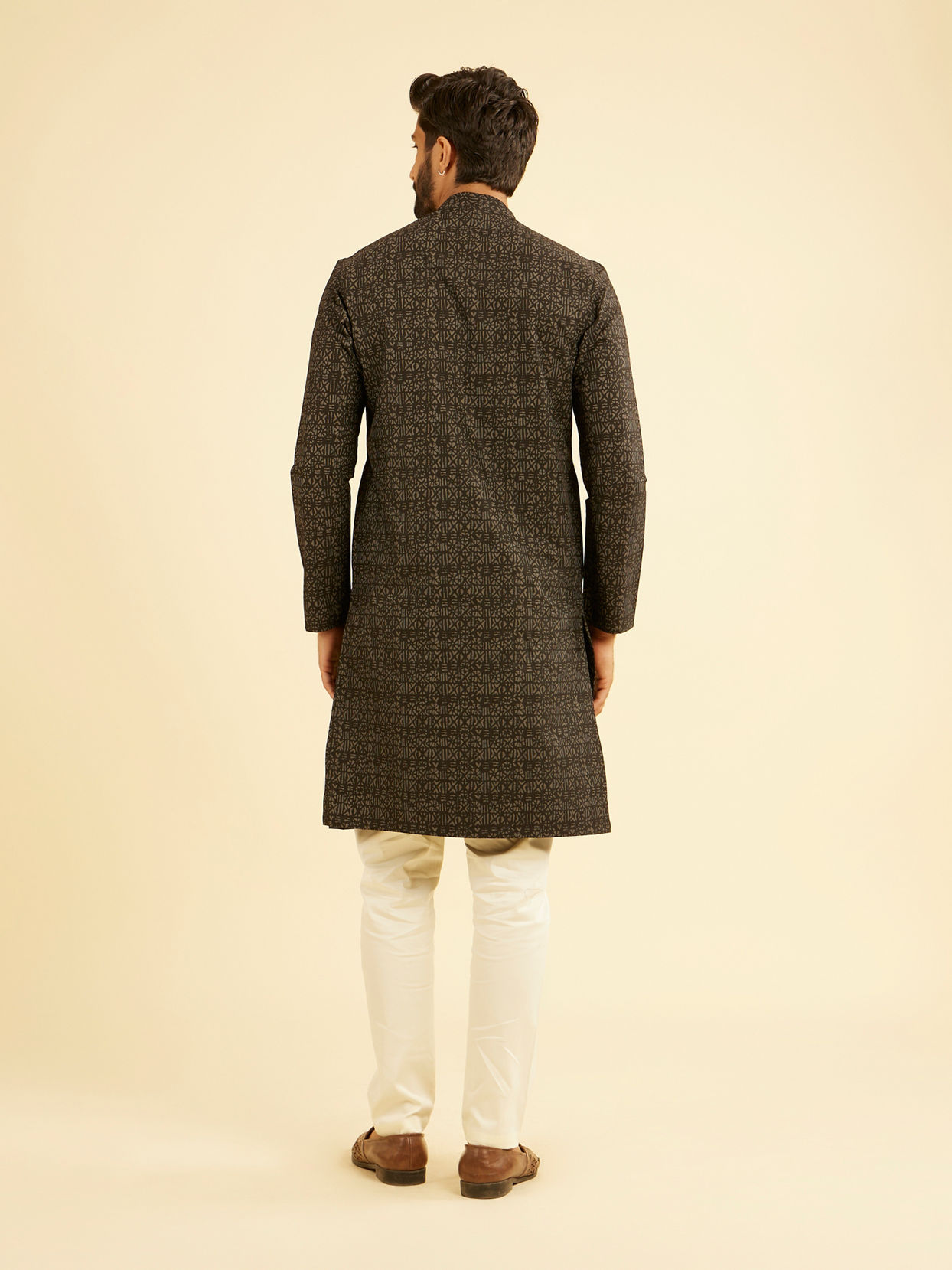 Manyavar Men Mystic Black Elegance Cotton Kurta