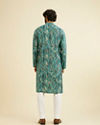 alt message - Manyavar Men Teal Green Mosaic Printed Kurta image number 4