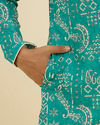 Manyavar Men Teal Blue Abstract Printed Kurta