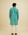 Manyavar Men Teal Blue Abstract Printed Kurta
