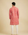 Manyavar Men Coral Peach Abstract Printed Kurta