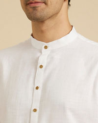 Manyavar Men Glimmering White Cotton Kurta