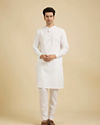 Manyavar Men Glimmering White Cotton Kurta image number 2