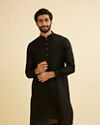 Midnight Black Plain Classic Kurta