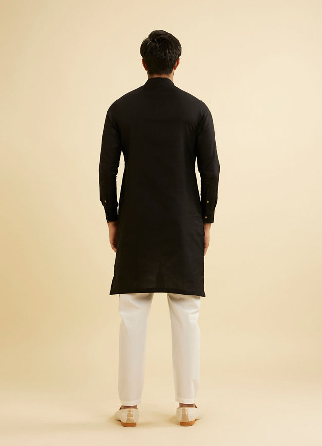 Manyavar Men Black Elegance Kurta image number 4