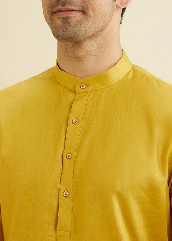 Manyavar Men Mustard Charm Cotton Kurta