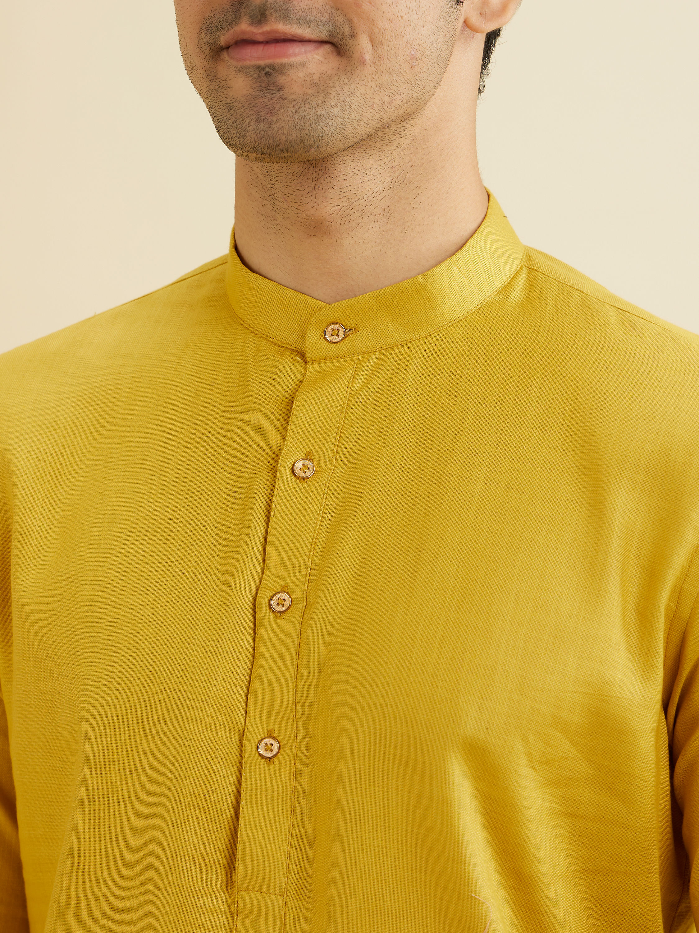 Manyavar Men Mustard Charm Cotton Kurta