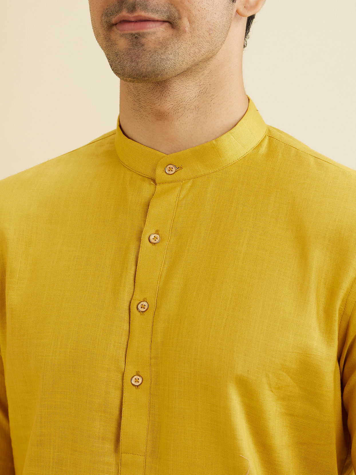 Manyavar Men Mustard Charm Cotton Kurta image number 1