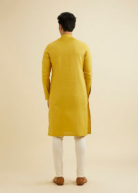 Manyavar Men Mustard Charm Cotton Kurta image number 4