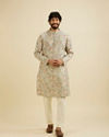 Manyavar Men Beige Elegance Kurta image number 2