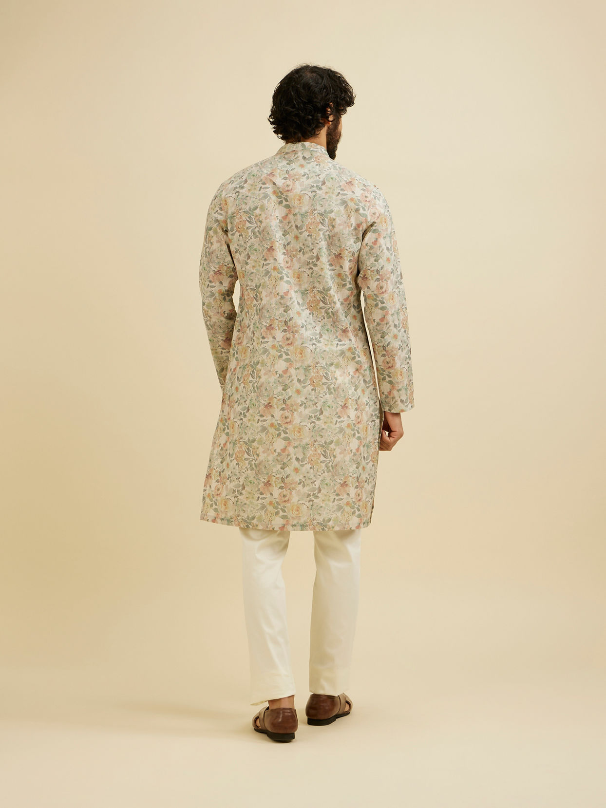 Manyavar Men Beige Elegance Kurta