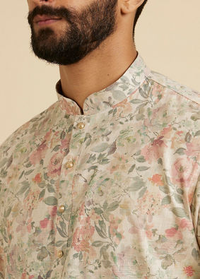 Manyavar Men Opulent Peach Kurta Ensemble image number 1