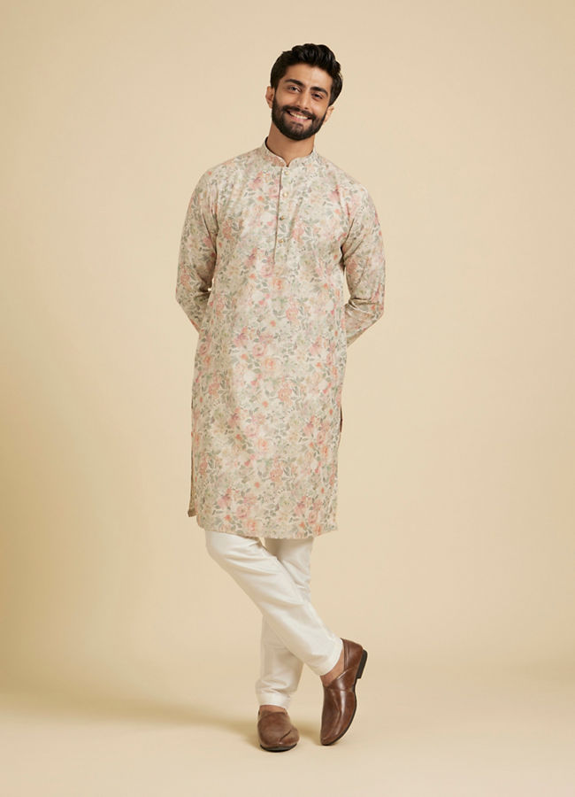 Manyavar Men Opulent Peach Kurta Ensemble image number 2