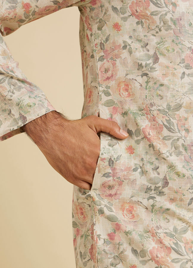 Manyavar Men Opulent Peach Kurta Ensemble