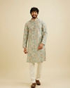 Manyavar Men Aqua Green Elegance Kurta image number 2