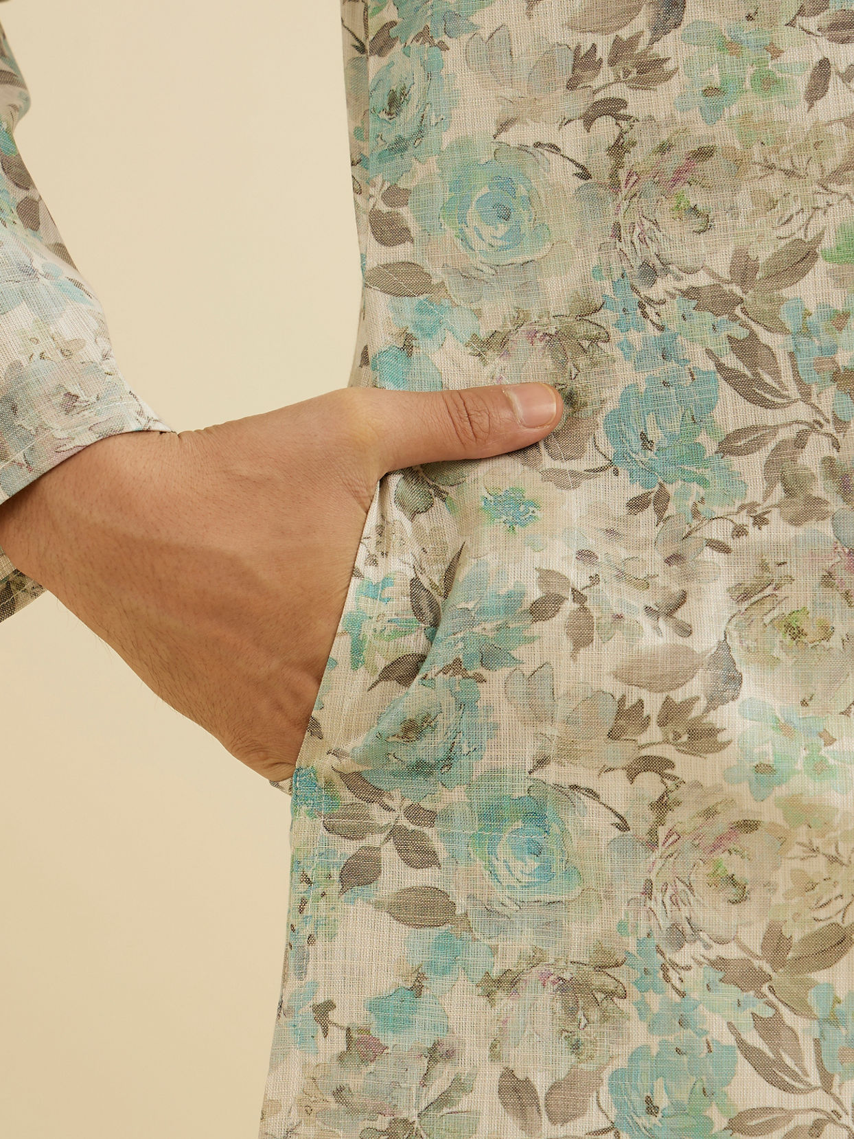 Manyavar Men Aqua Green Elegance Kurta