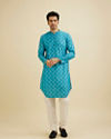 Manyavar Men Turquoise Blue Elegance Kurta