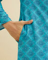 Manyavar Men Turquoise Blue Elegance Kurta