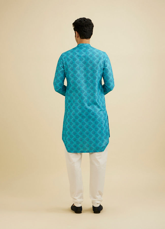 Manyavar Men Turquoise Blue Elegance Kurta