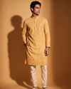 Manyavar Men Mustard Yellow Mid Length Kurta