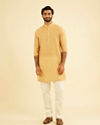 Manyavar Men Mustard Yellow Mid Length Kurta