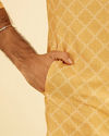Manyavar Men Mustard Yellow Mid Length Kurta